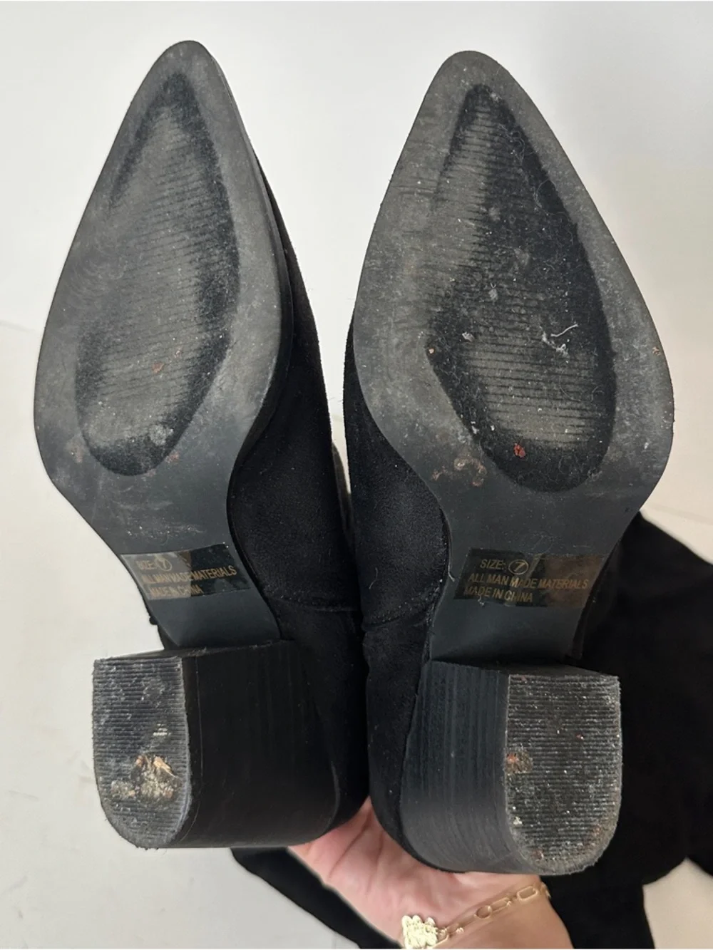 Lulu's Women's Black Suede Over-the-Knee Zip Up Block Heel Boots Size 7 - Picture 5 of 10